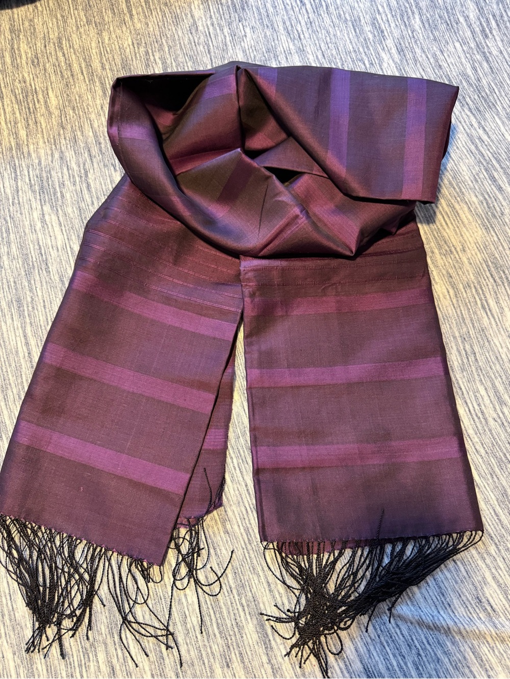 Women's Purple Striped Silk Scarf - Elegant Winter Accessory